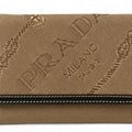 Prada Beige Black Canvas Wallet (Tri-Fold)