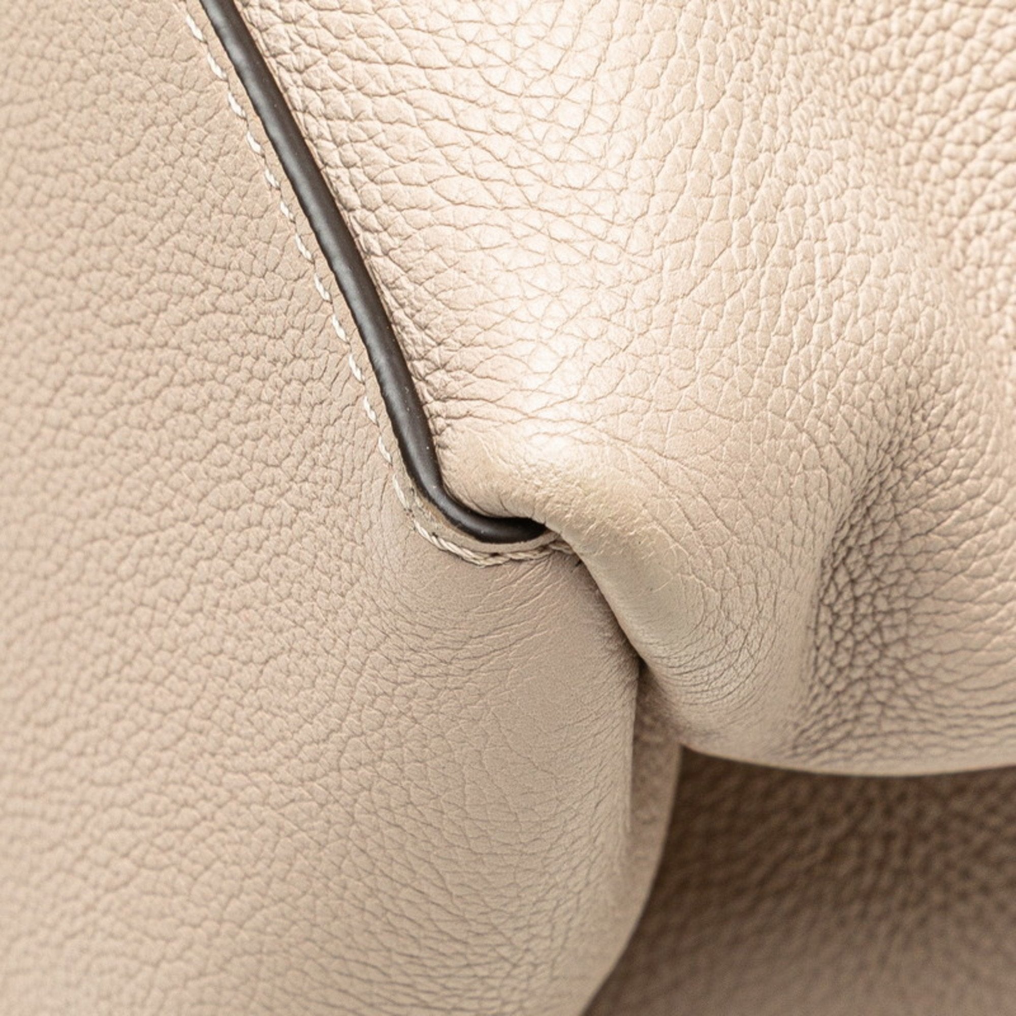 Louis Vuitton Beige Grayish Leather Shoulder Bag Tote Bag
