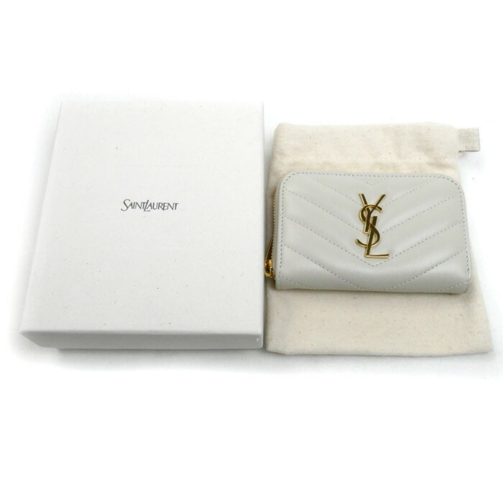 Saint Laurent Ivory Leather Coin Purse/Coin Case (Pre-Owned)