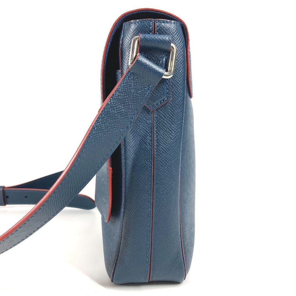 Louis Vuitton Navy Ocean Red Color Taiga Leather Messenger Bag Shoulder Bag