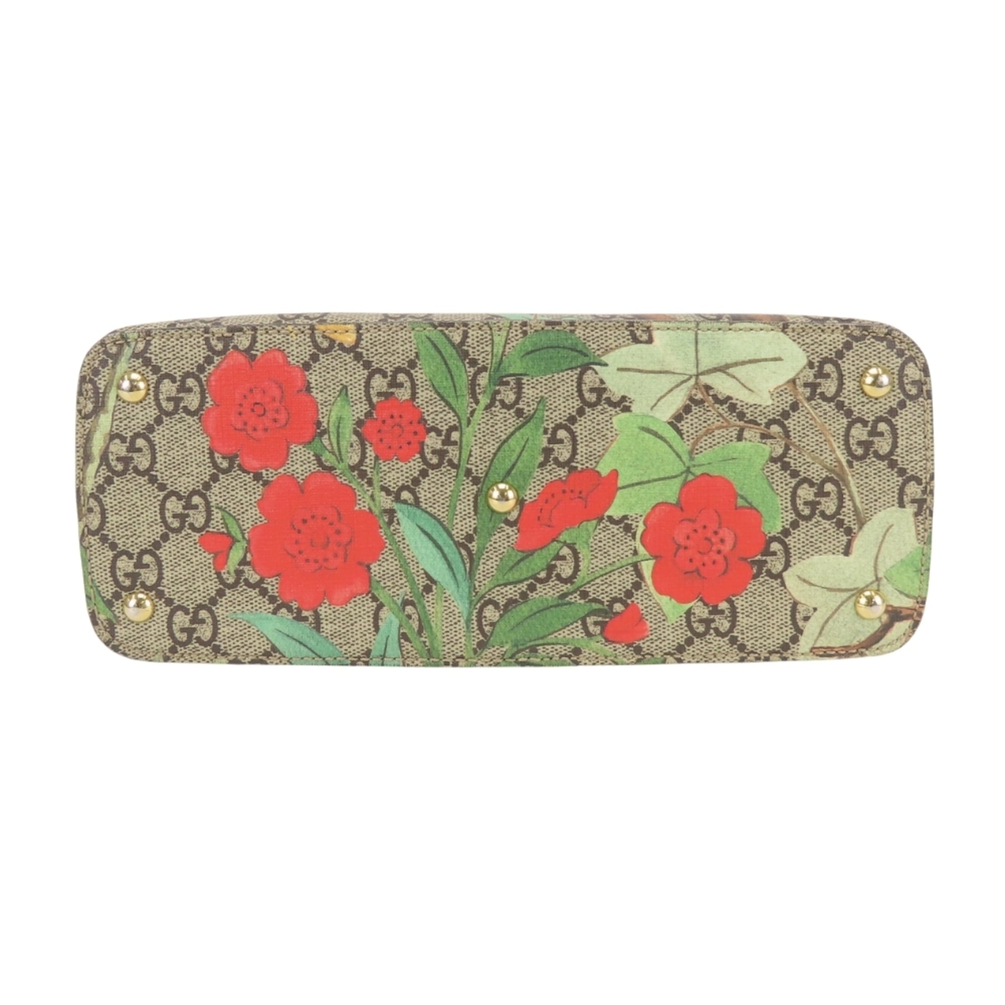 Gucci Beige Multi-Color Red Color Gg Supreme Canvas Handbag Shoulder Bag (Pre-Owned)