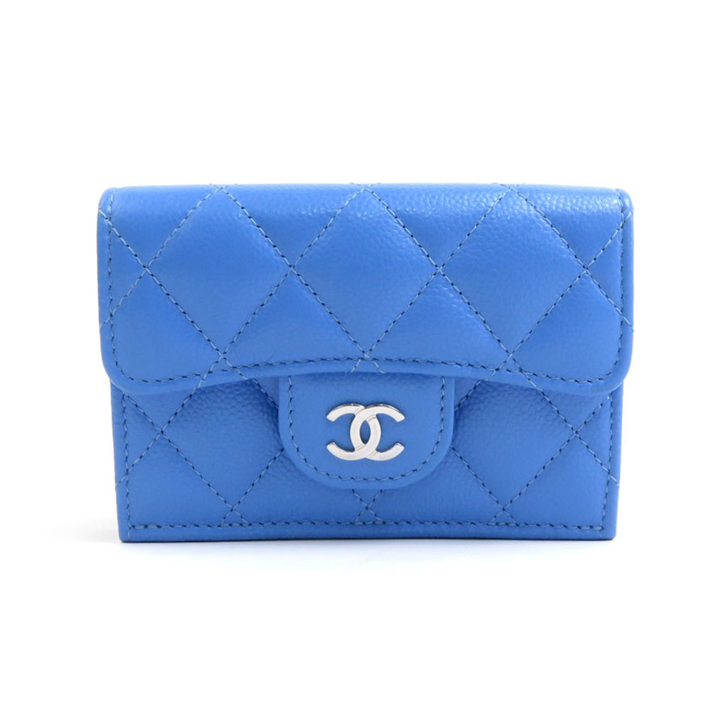Chanel Blue Grained Calfskin Wallet (Tri-Fold)