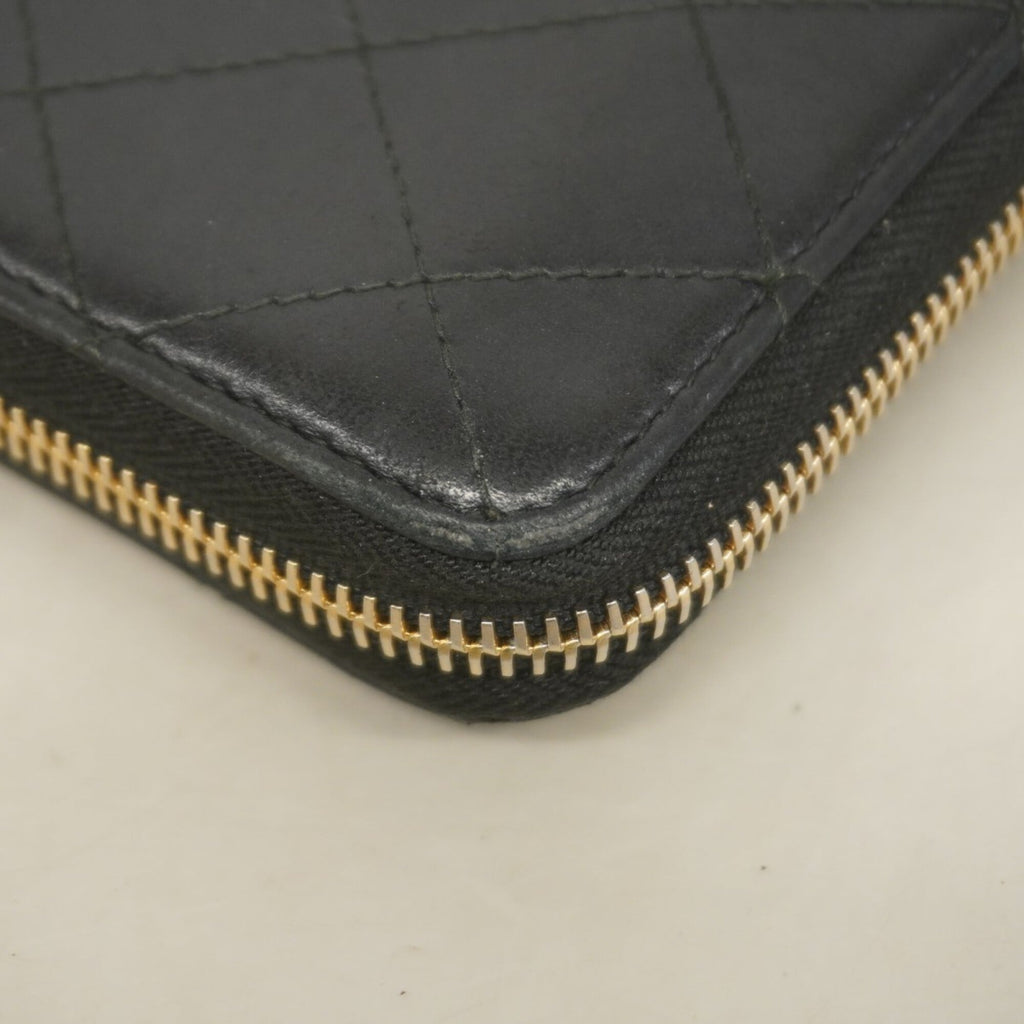 Chanel Black Leather Long Wallet (Bi-Fold)