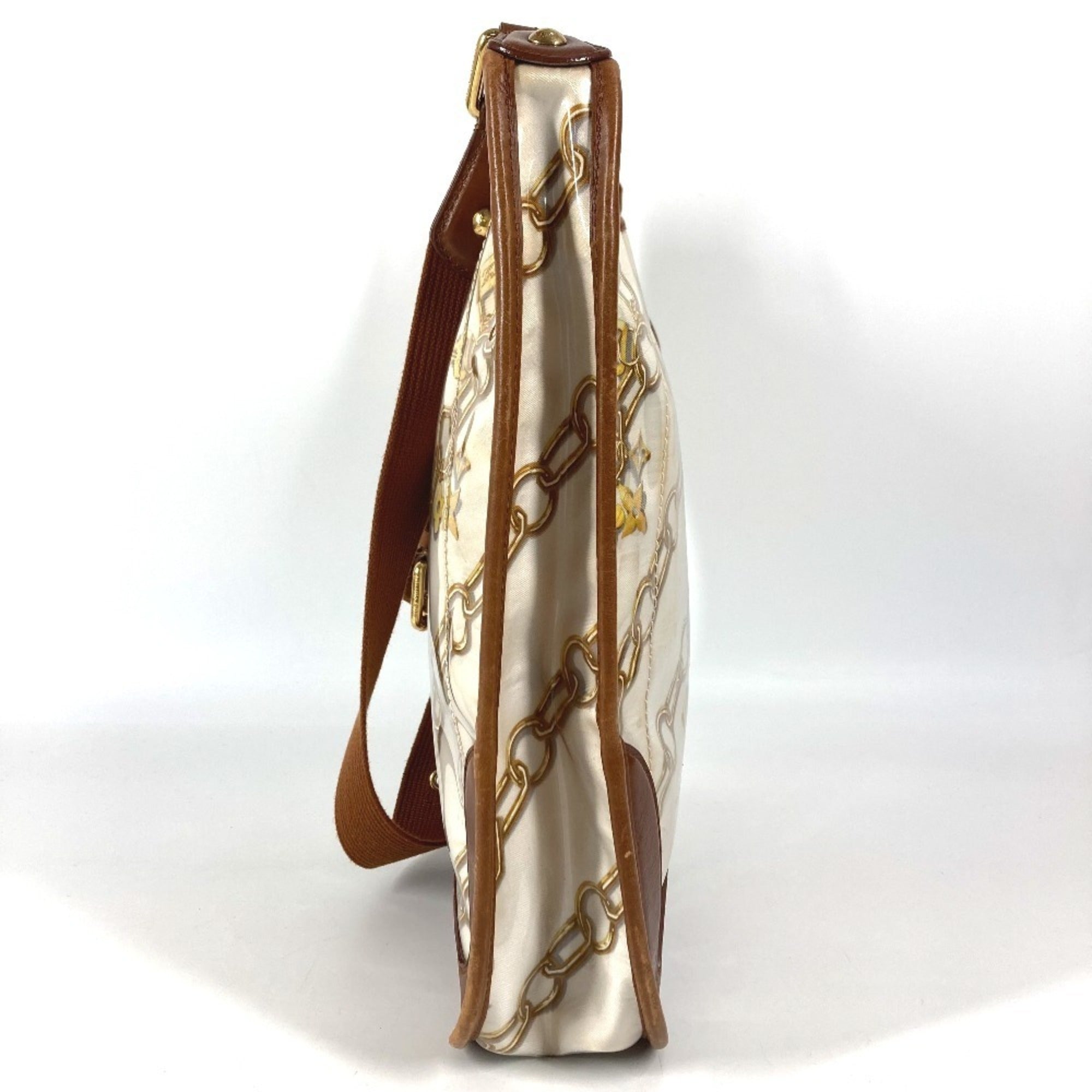 Louis Vuitton Brown White Vinyl Leather Shoulder Bag