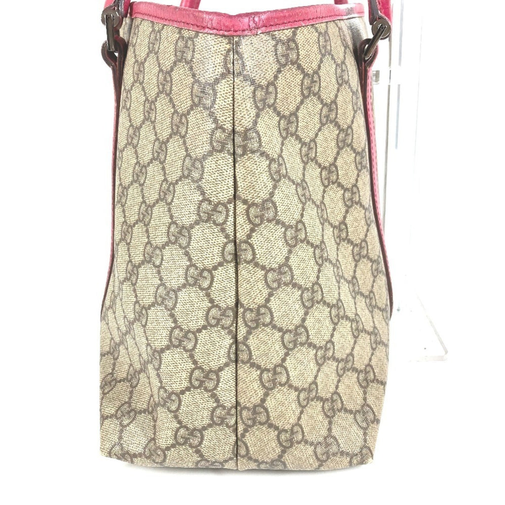 Gucci Beige Pink Gg Supreme Canvas Leather Shoulder Bag Tote Bag (Pre-Owned)