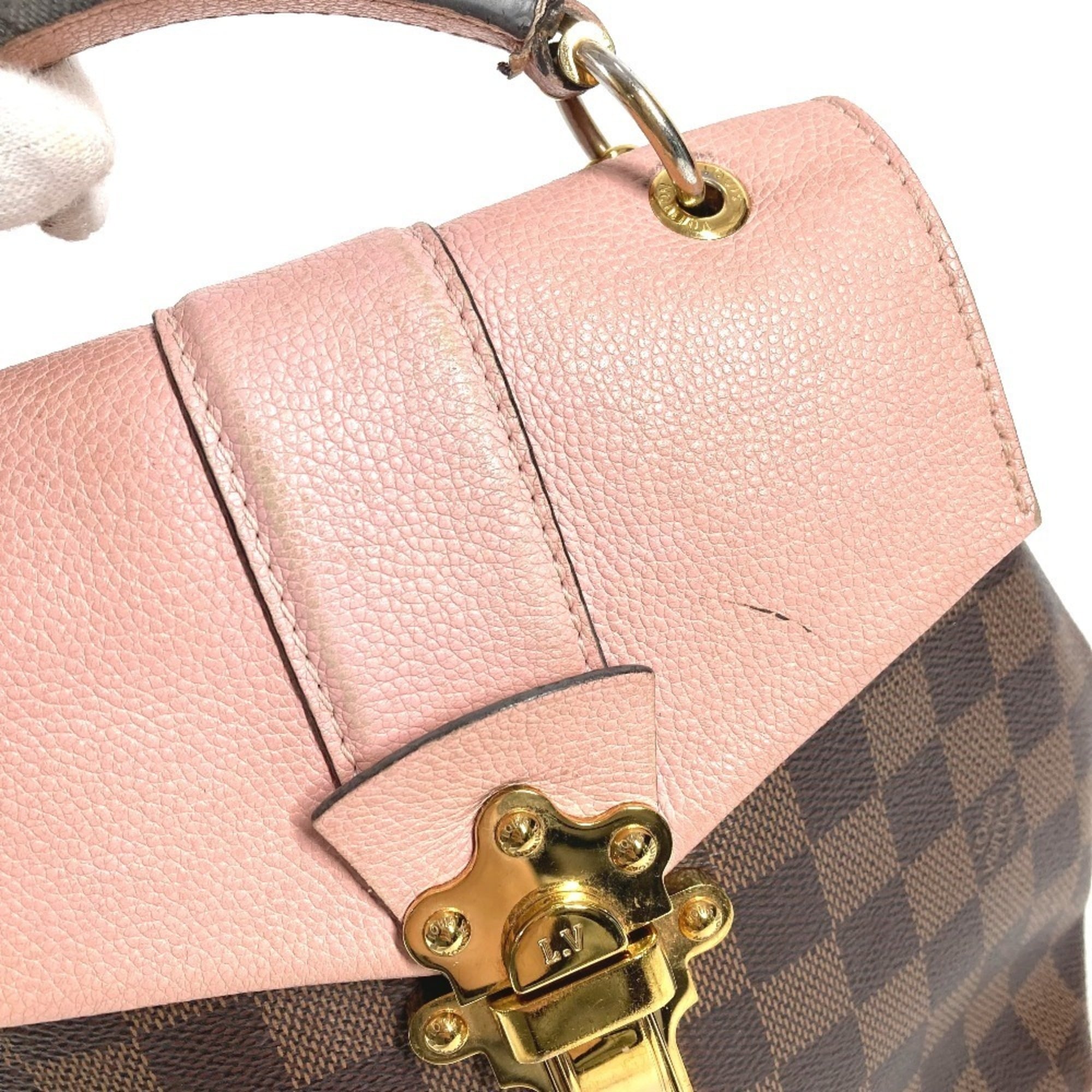 Louis Vuitton Brown Pink Damier Canvas Backpack Handbag