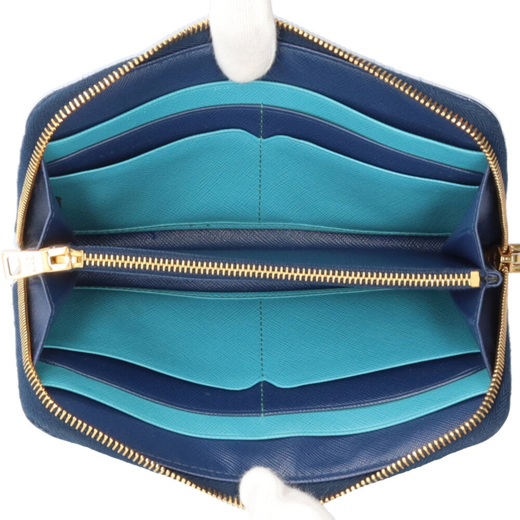 Prada Blue Leather Long Wallet (Bi-Fold)
