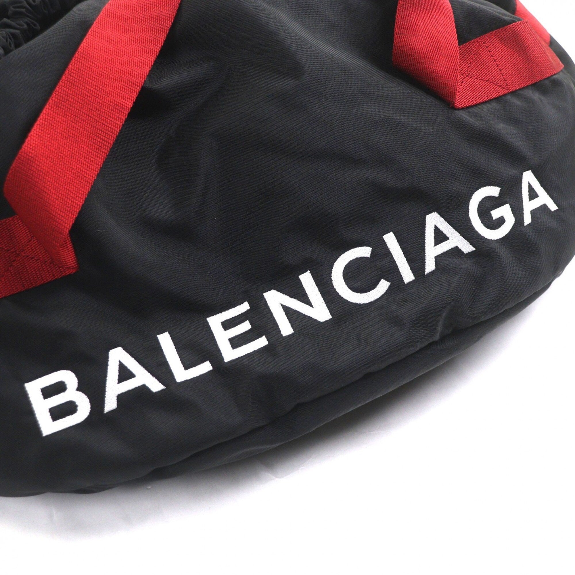 Balenciaga Black Red Color Nylon Boston