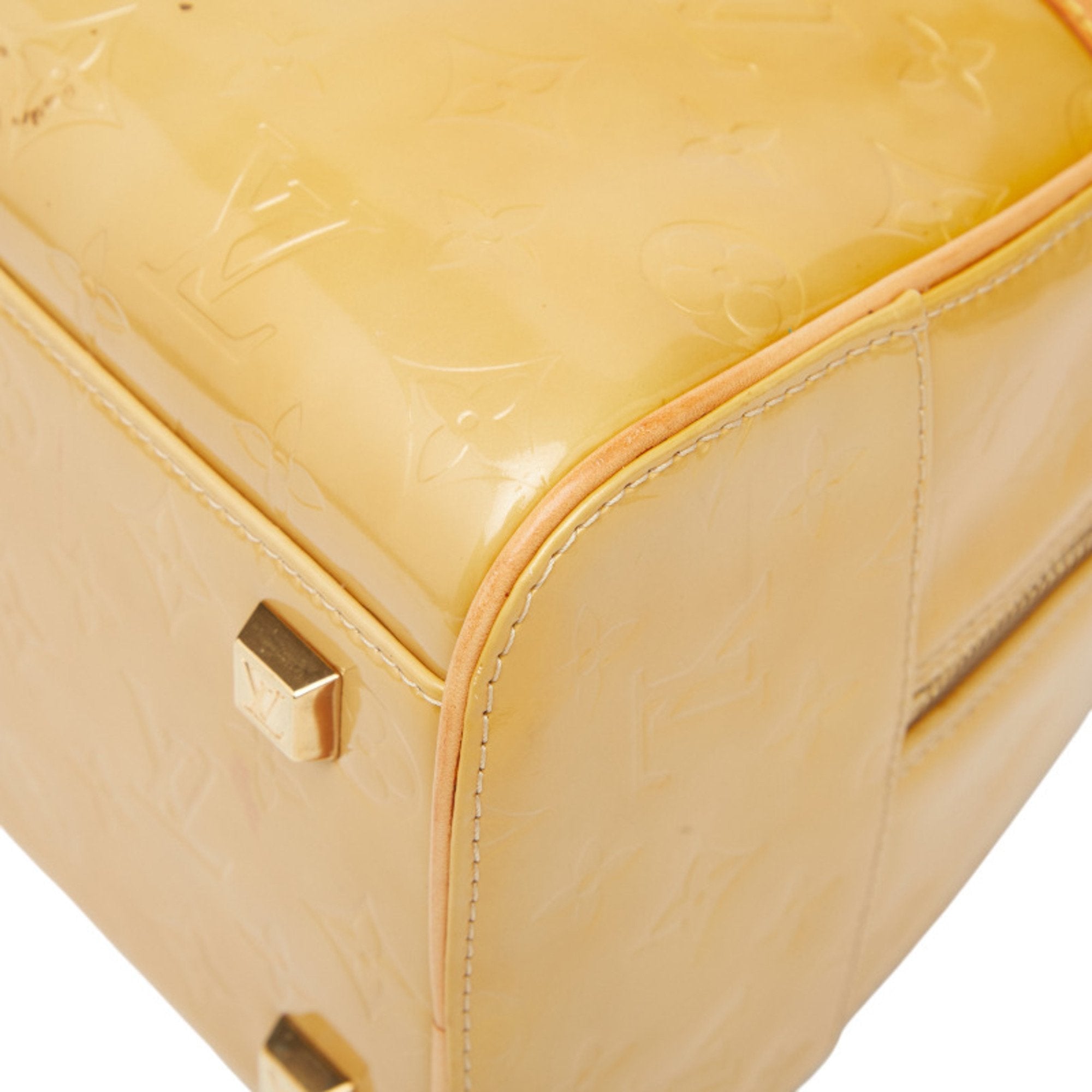 Louis Vuitton Beige Yellow Patent Leather Boston Bag Handbag