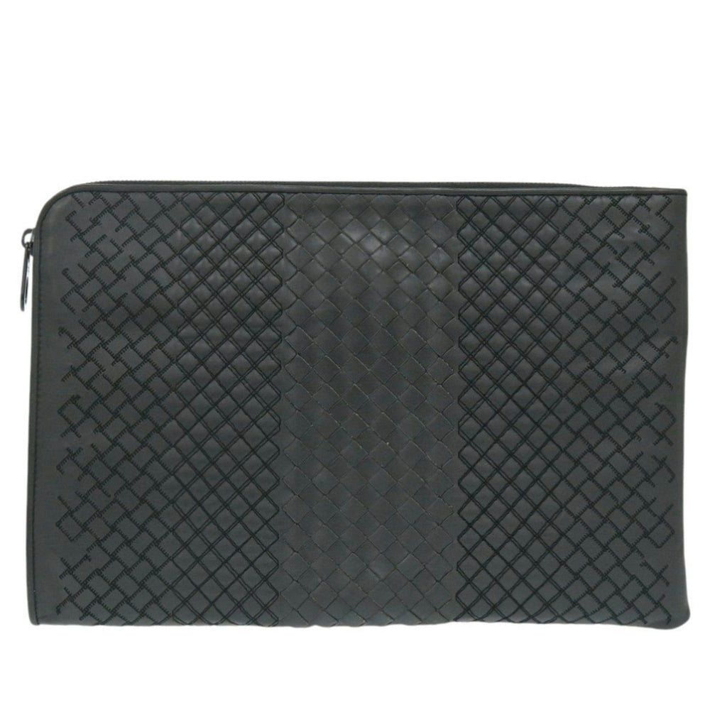 Bottega Veneta Gray Intrecciato Clutch Bag
