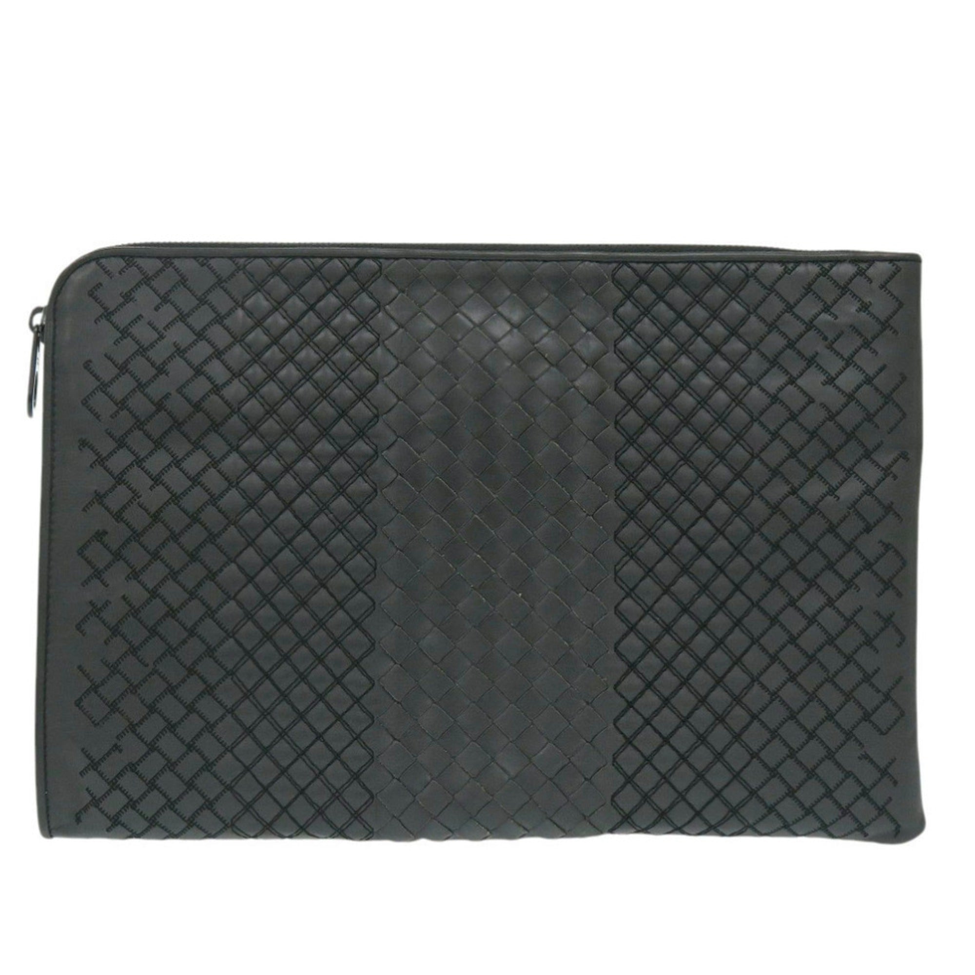 Bottega Veneta Gray Intrecciato Clutch Bag