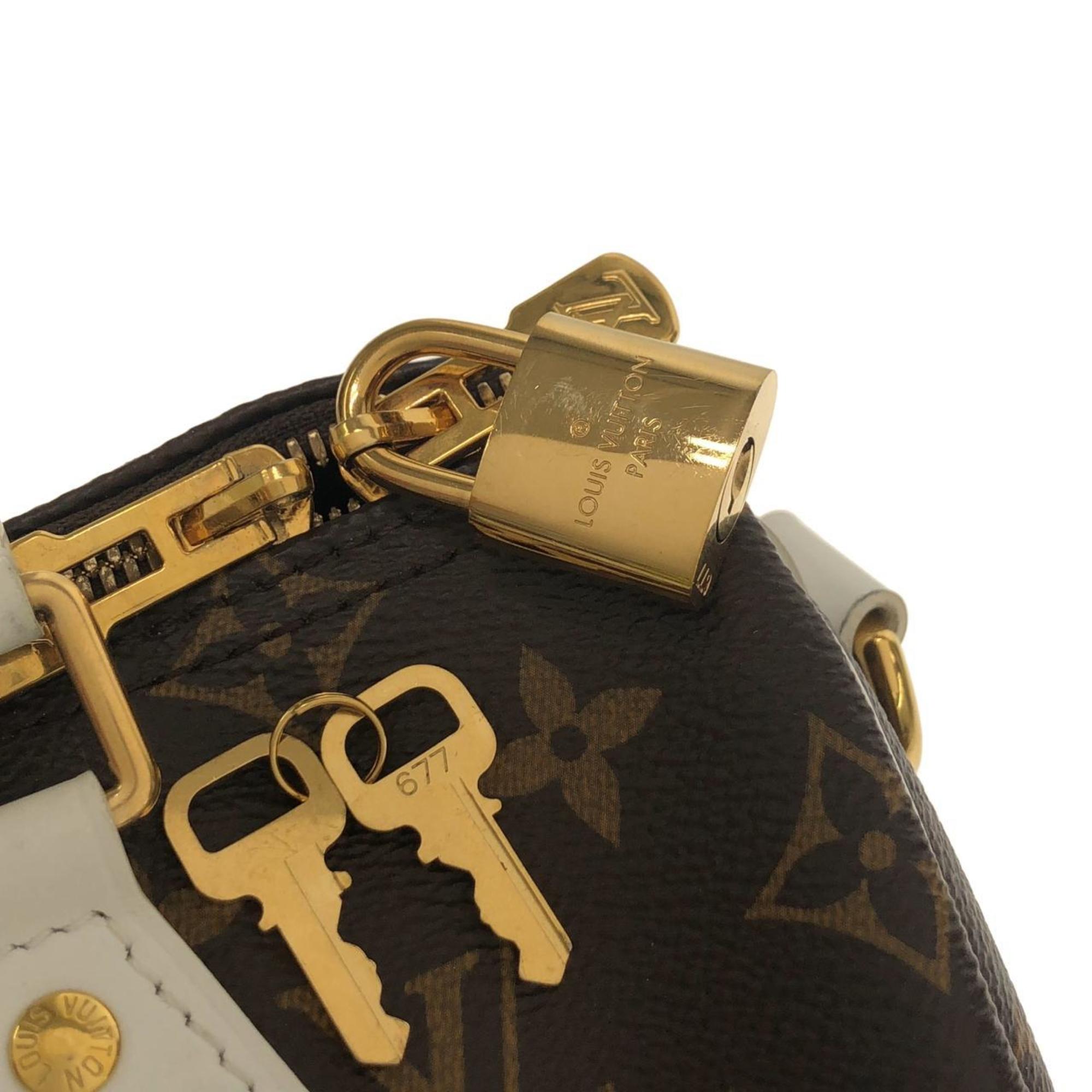 Louis Vuitton Brown Marron White Coated Canvas Boston Bag