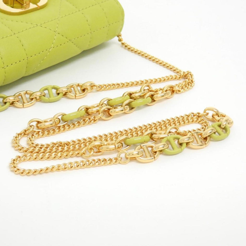 Christian Dior Lime Yellow Leather Shoulder Bag (Pre-Owned)
