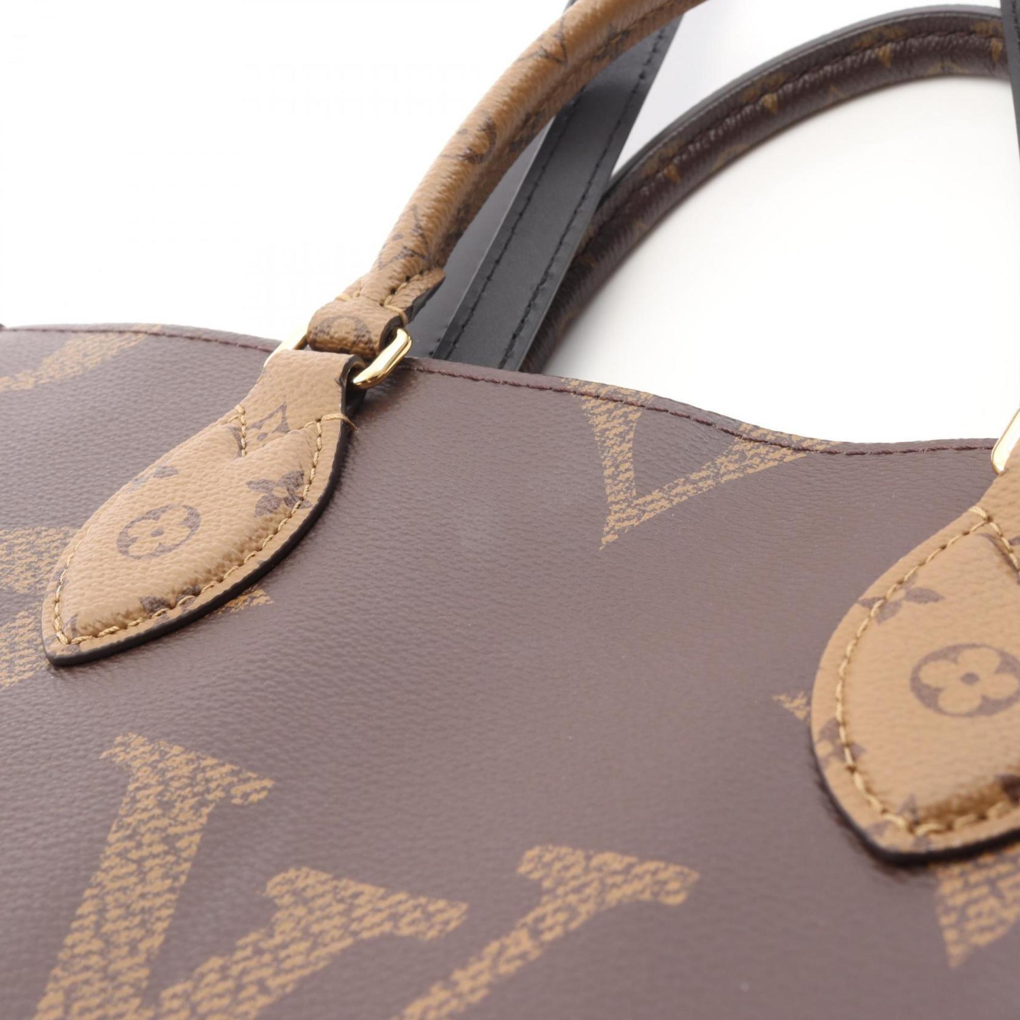 Louis Vuitton Beige Brown Coated Canvas Leather Tote Bag
