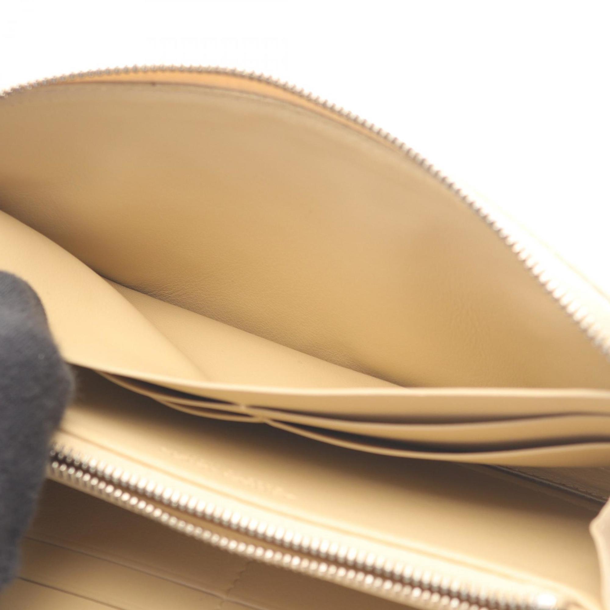 Bottega Veneta Beige Leather Long Wallet (Bi-Fold)