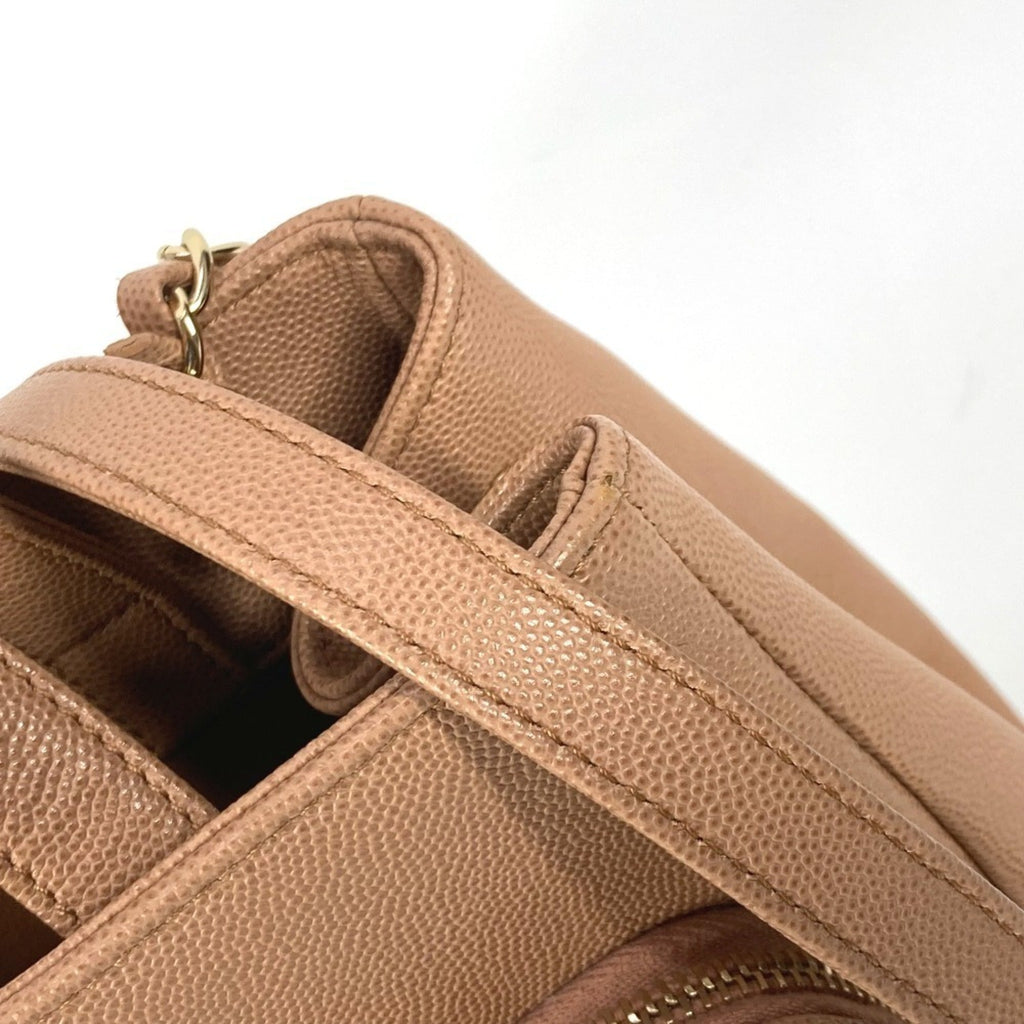 Chanel Beige Grained Calfskin Shoulder Bag Tote Bag