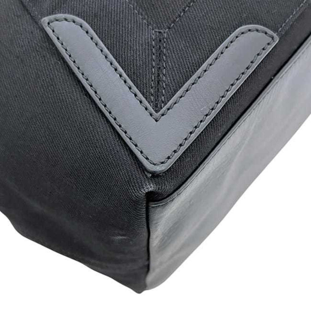 Balenciaga Black Cotton Canvas Leather Tote