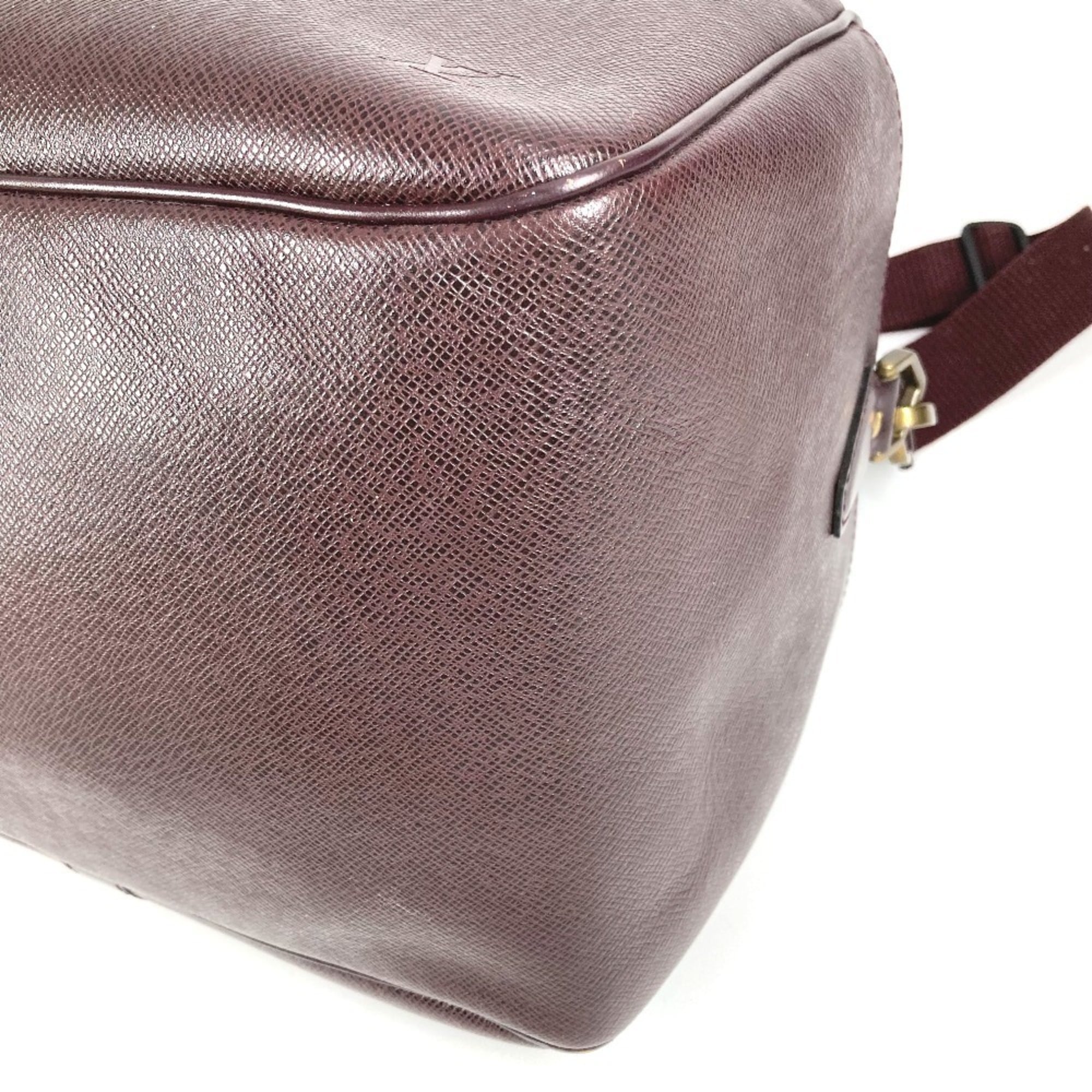 Louis Vuitton Acajou Purple Taiga Leather Boston Bag Shoulder Bag