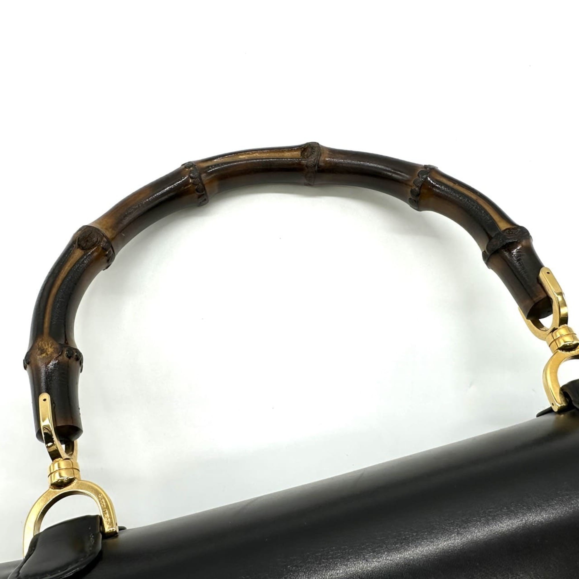 Gucci Black Bamboo Leather Handbag (Pre-Owned)