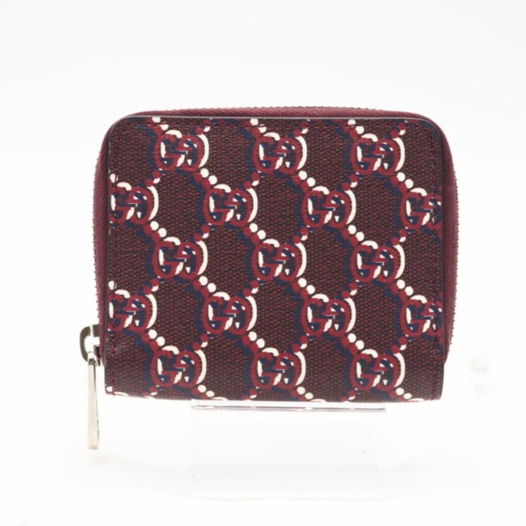 Gucci Bordeaux Navy White Leather Long Wallet (Bi-Fold) (Pre-Owned)