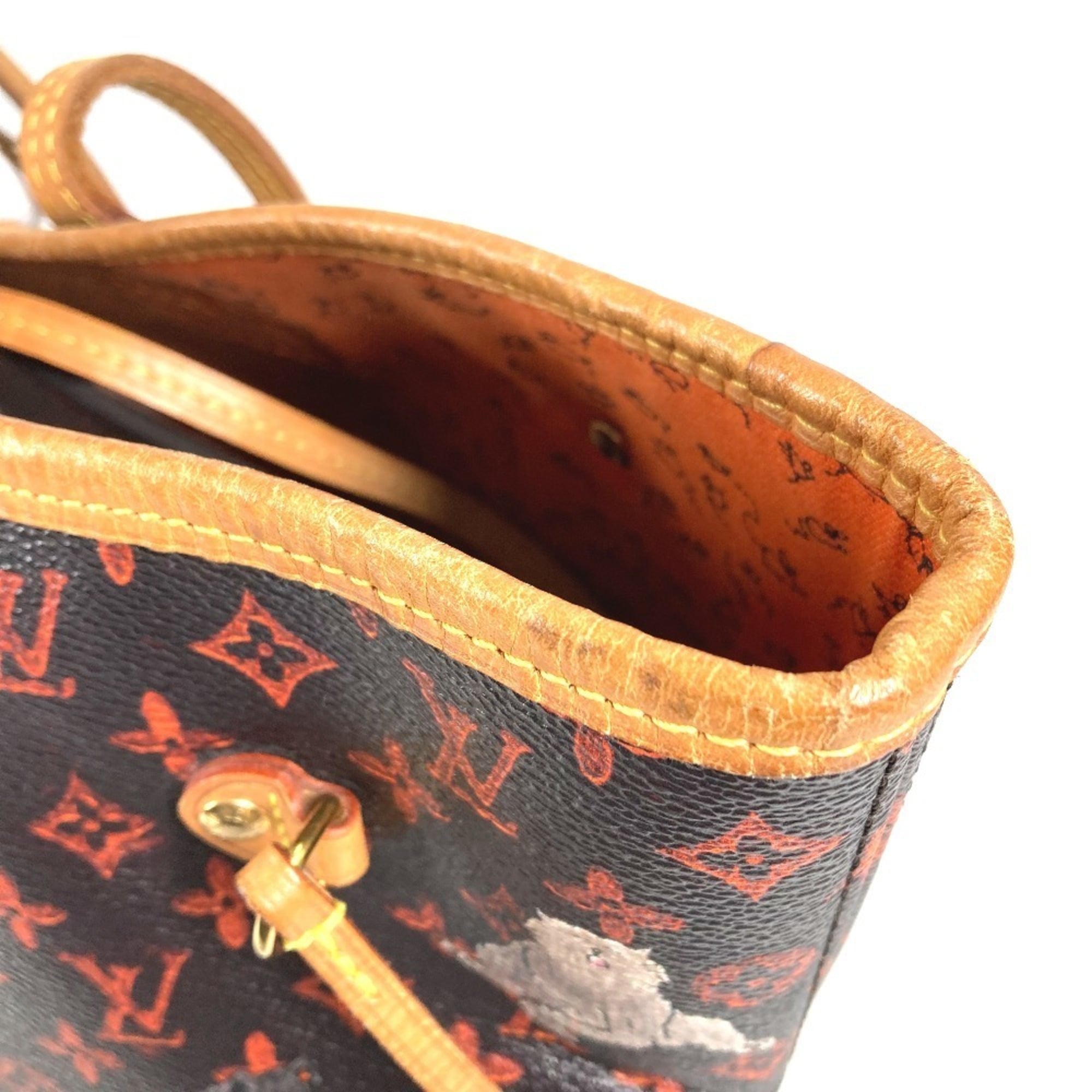 Louis Vuitton Brown Orange Monogram Leather Pouch Shoulder Bag Tote Bag