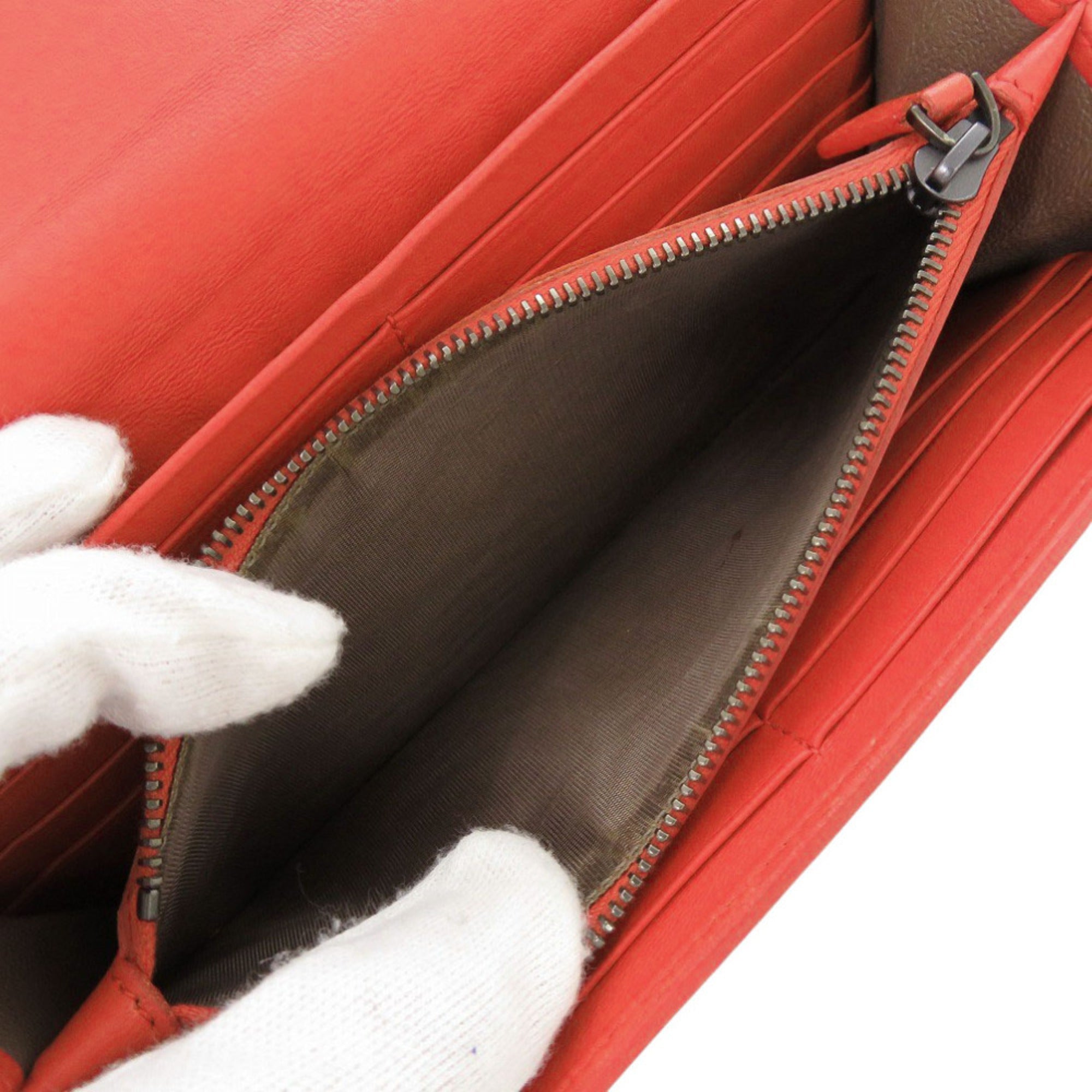 Bottega Veneta Red Color Intrecciato Long Wallet