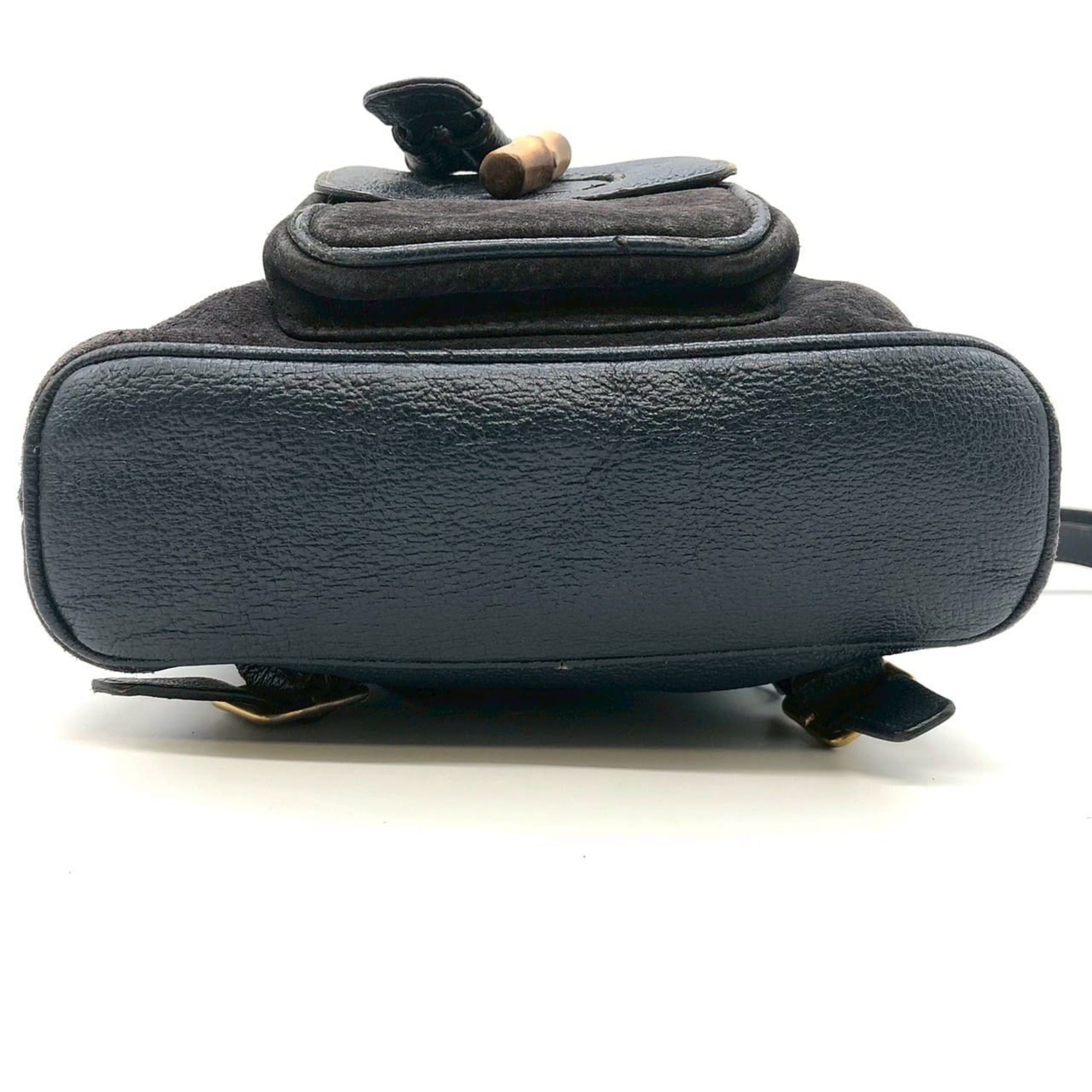 Gucci Navy Bamboo Suede Backpack (Pre-Owned)