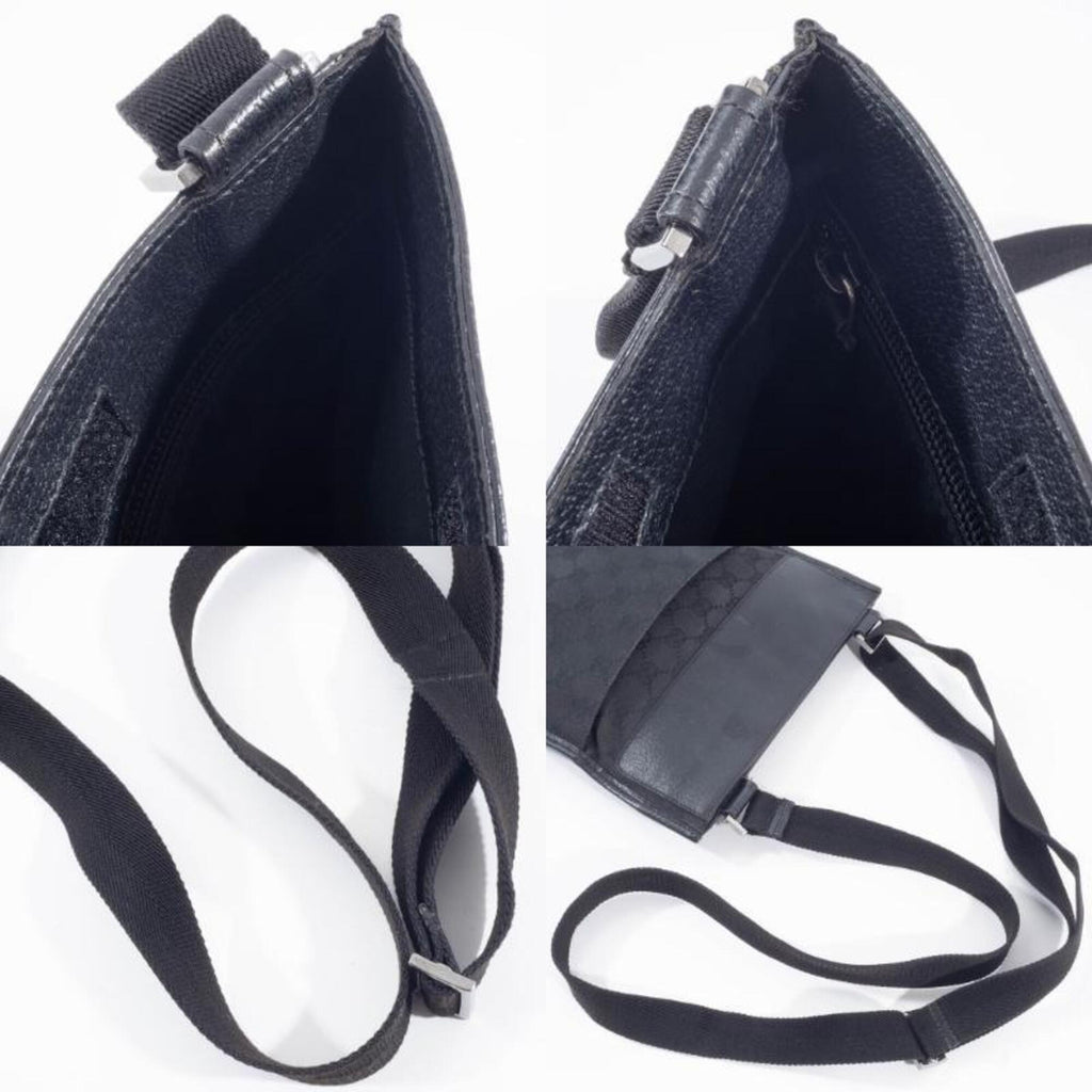 Gucci Gg Canvas Black Gg Canvas Leather Shoulder Bag (Pre-Owned)