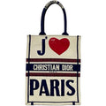 Christian Dior Navy Red Color White Canvas Handbag (Pre-Owned)