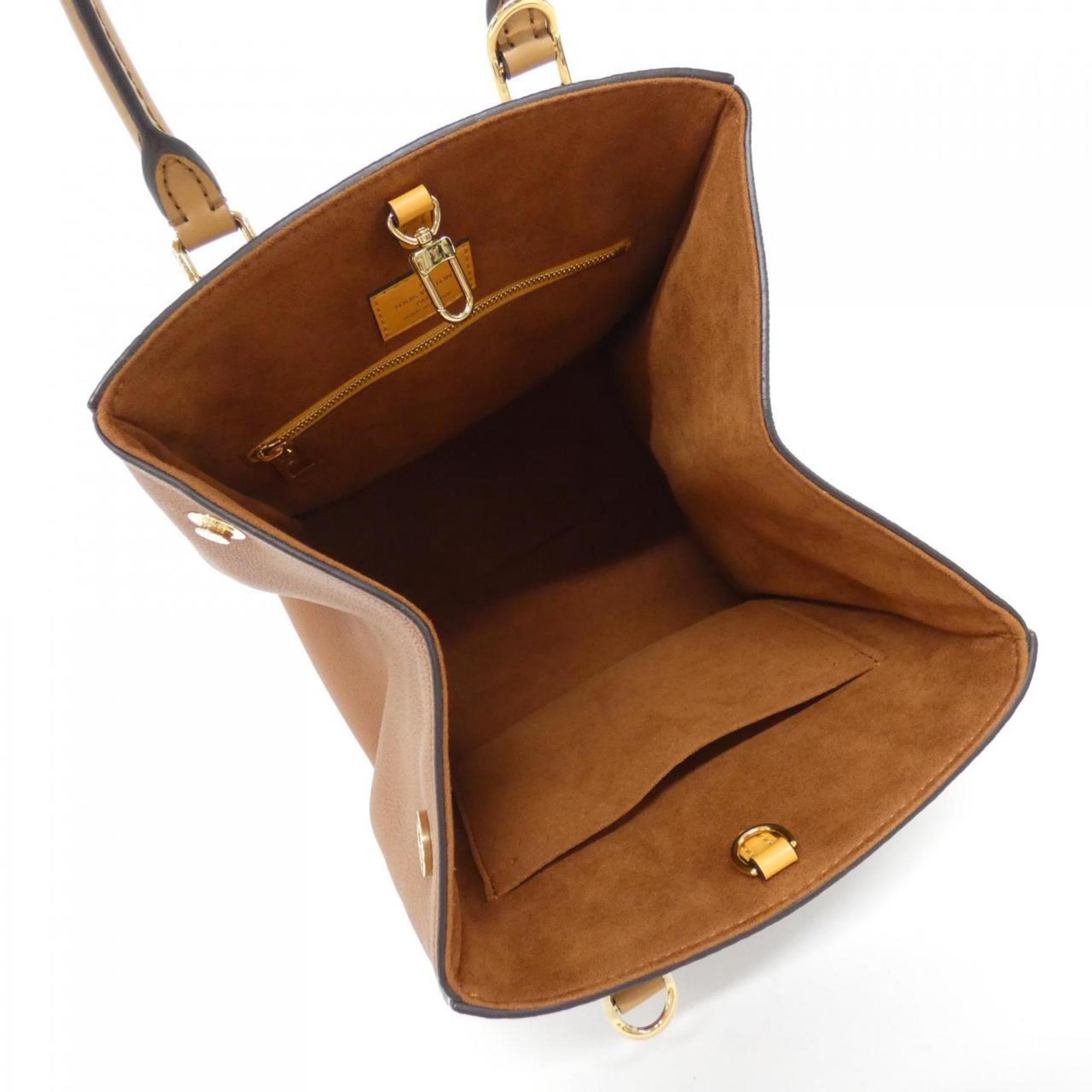 Louis Vuitton Camel Leather Coated Canvas Handbag