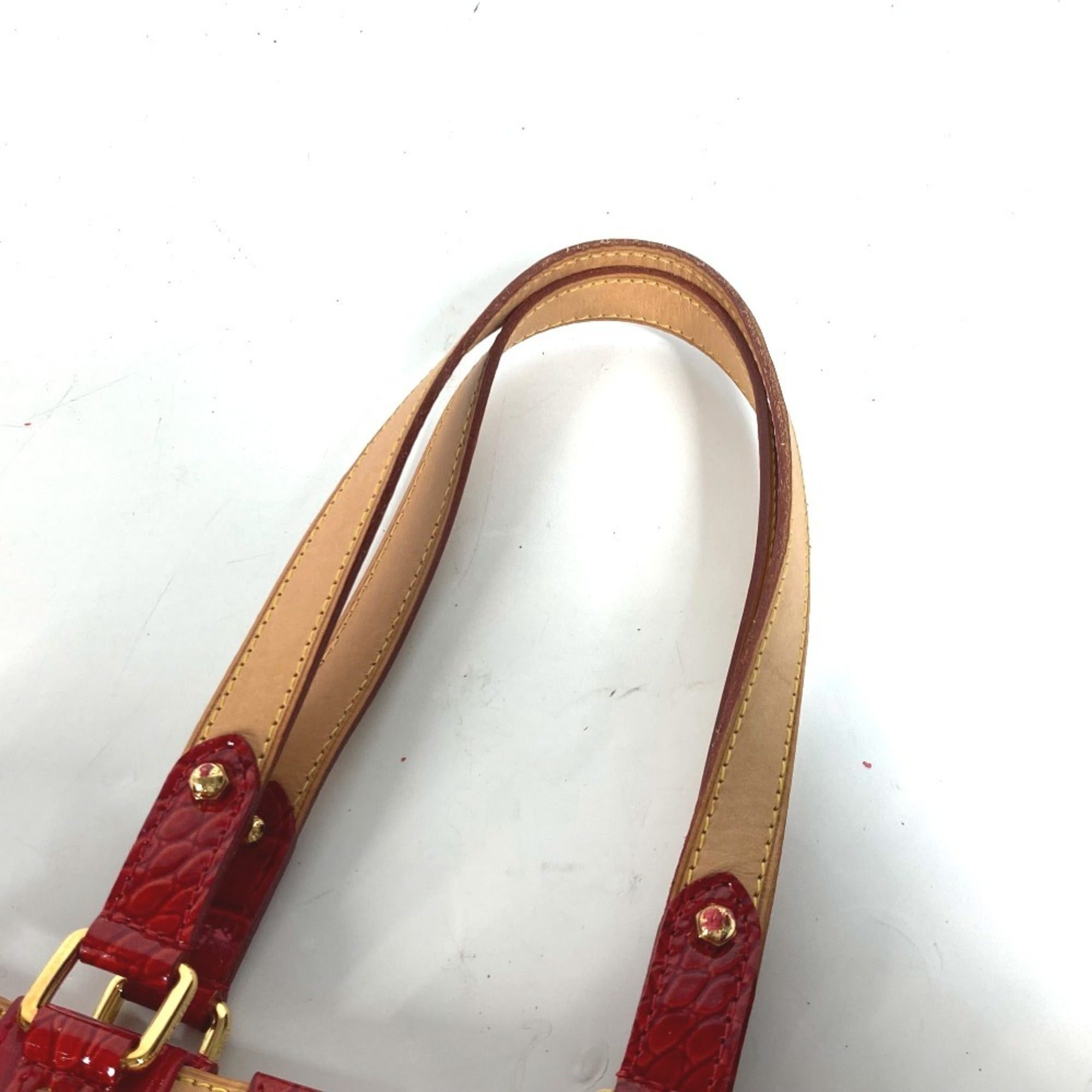 Louis Vuitton Brown Red Color Monogram Patent Leather Shoulder Bag Tote Bag