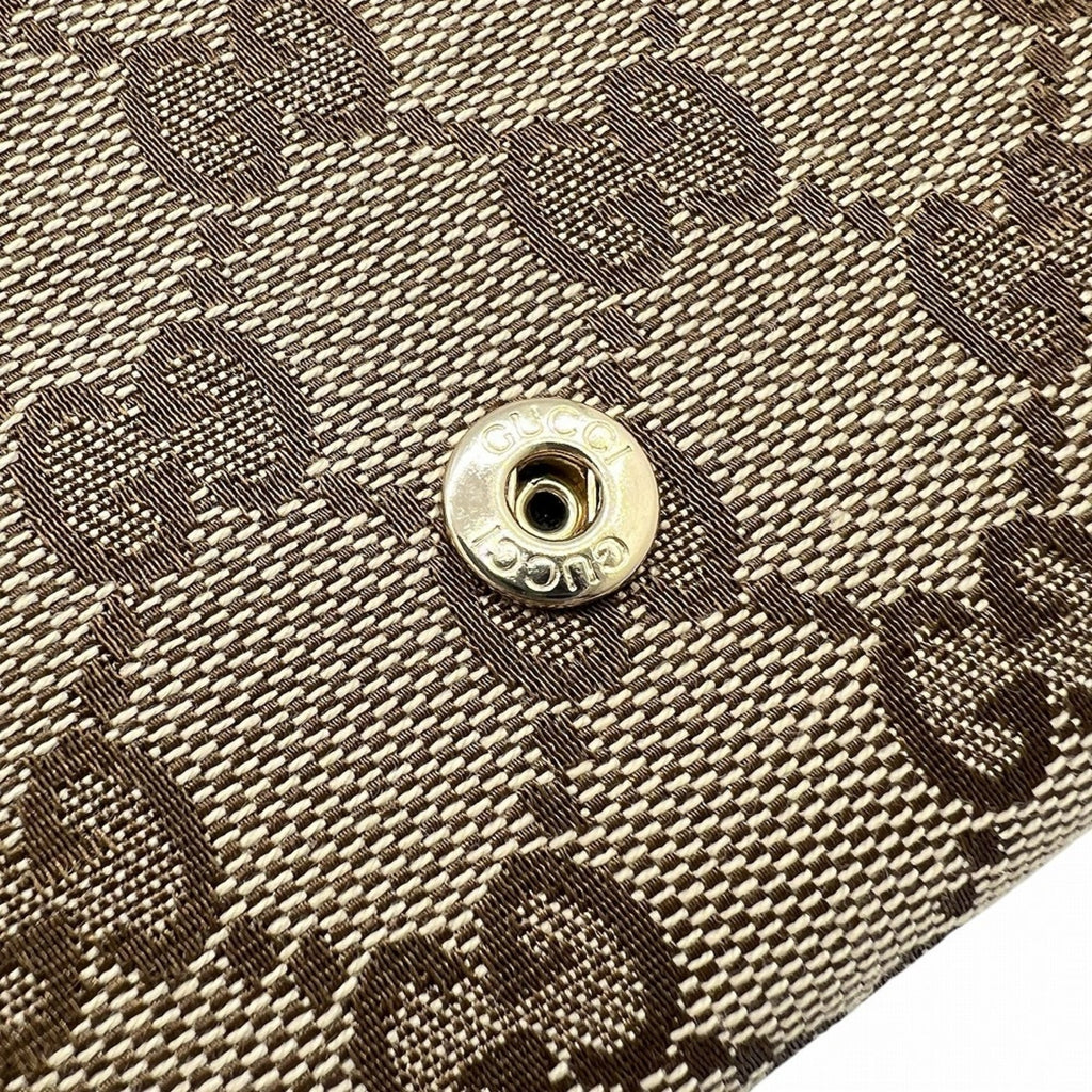 Gucci Beige Brown Canvas Leather Wallet (Bi-Fold) (Pre-Owned)