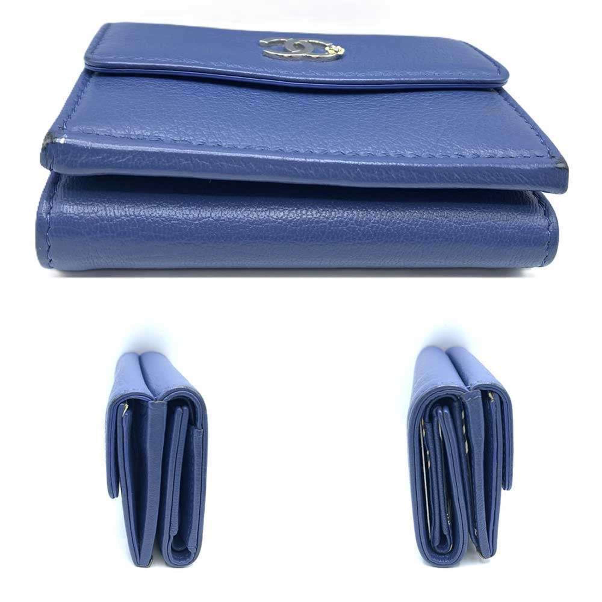 Chanel Navy Leather Wallet (Tri-Fold)