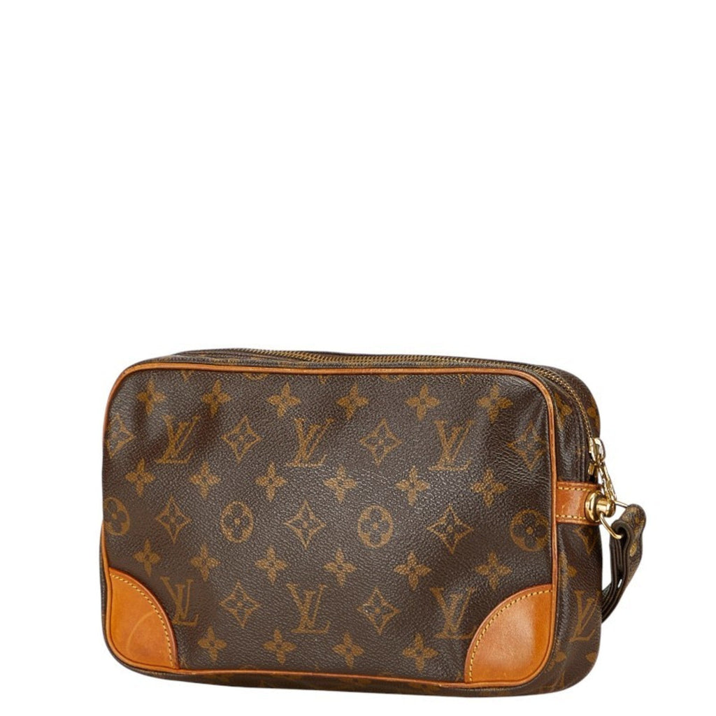 Louis Vuitton Brown Pvc Leather Clutch Bag Handbag