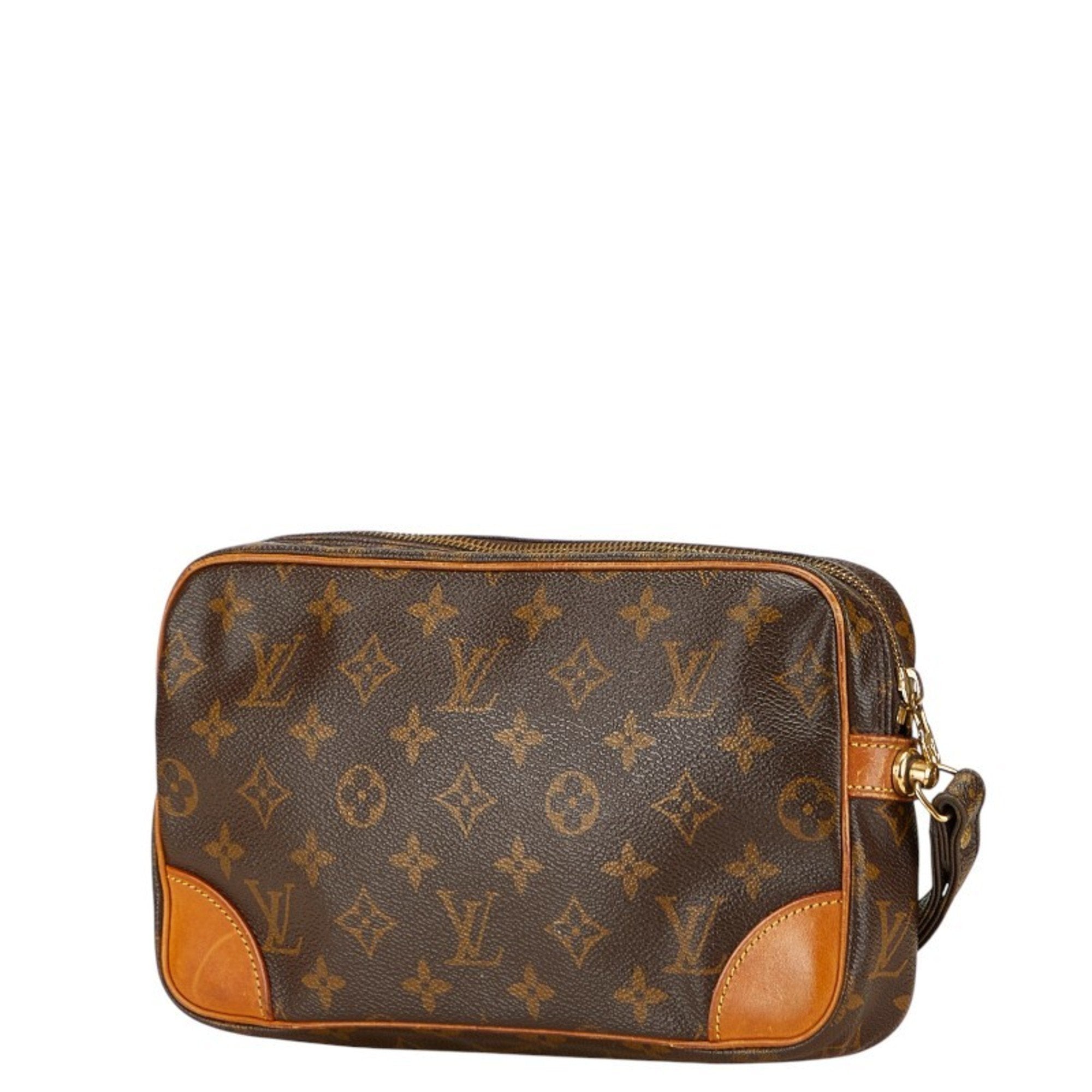 Louis Vuitton Brown Pvc Leather Clutch Bag Handbag
