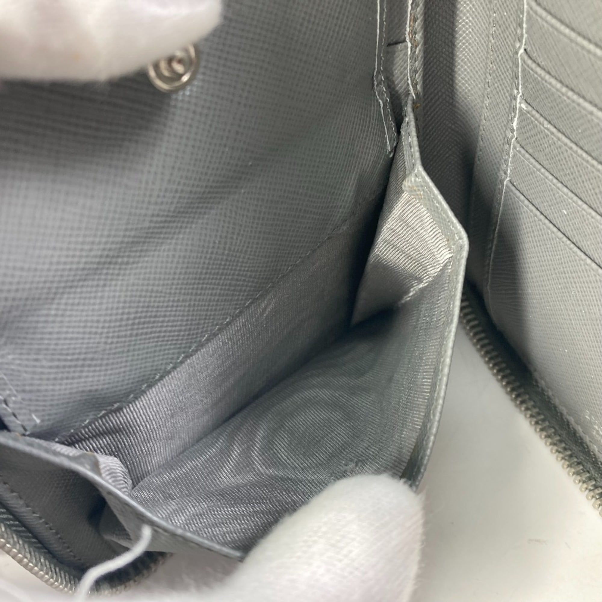 Prada Gray Saffiano Long Wallet (Bi-Fold)