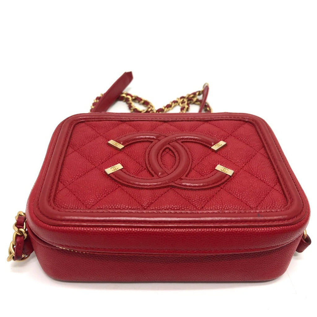 Chanel Red Leather Shoulder Bag