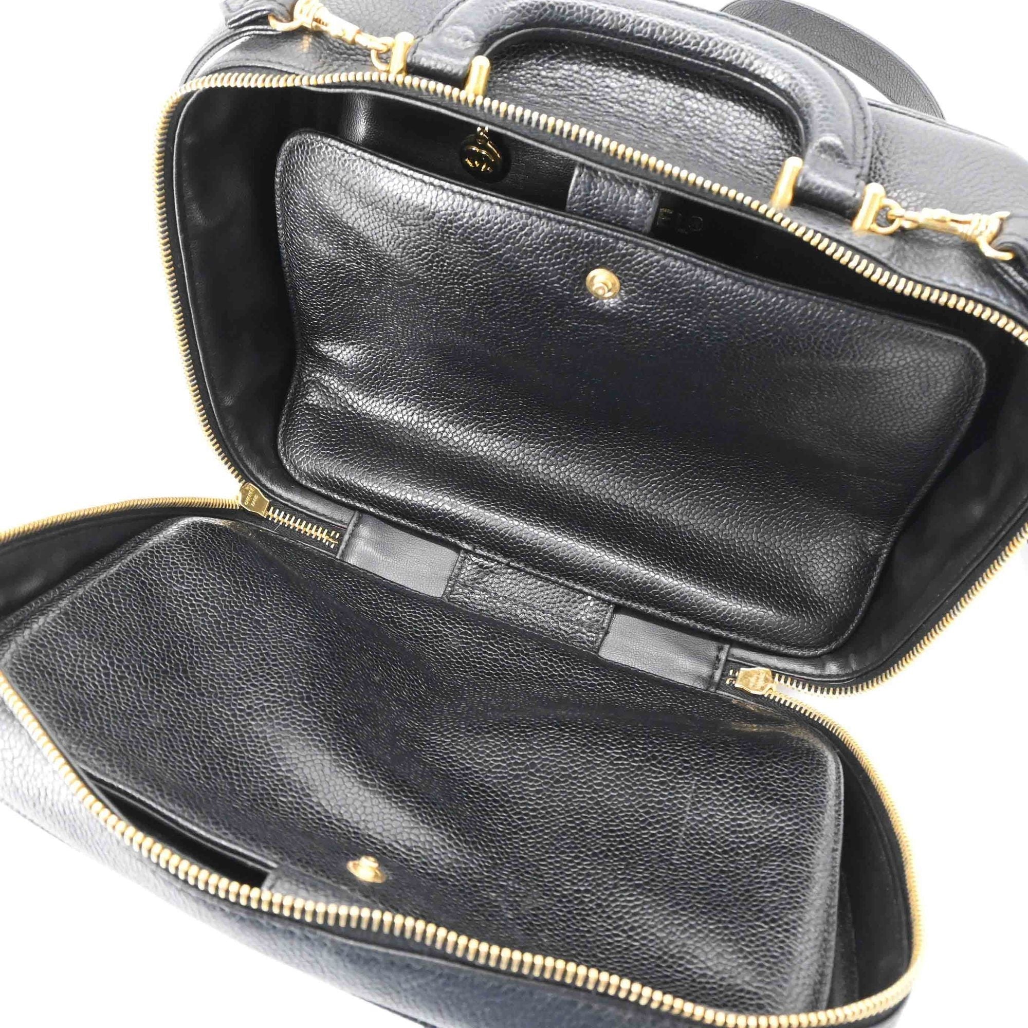 Chanel Black Leather Handbag Vanity Bag