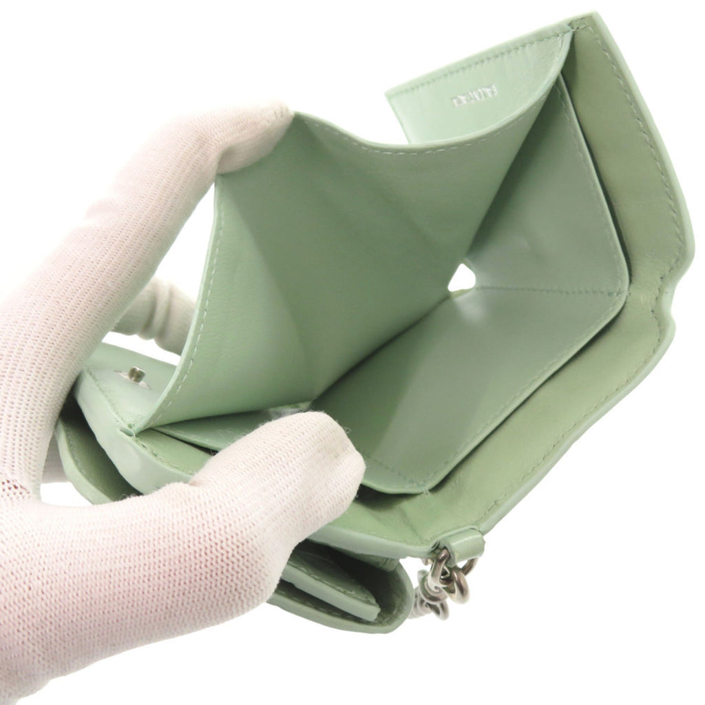 Balenciaga Green Leather Chain/Shoulder Wallet
