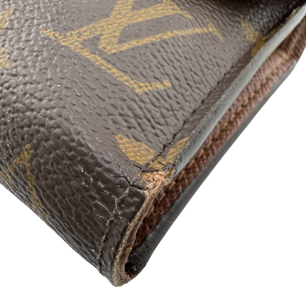 Louis Vuitton Gold Brown Leather Wallet (Tri-Fold)
