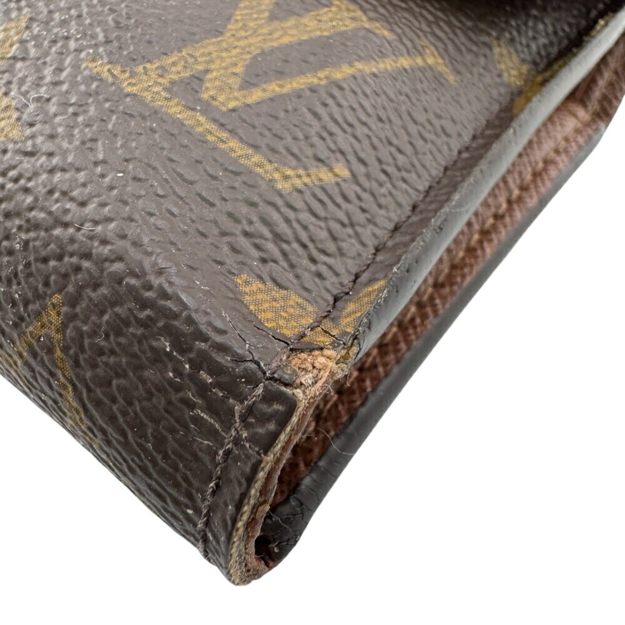 Louis Vuitton Gold Brown Leather Wallet (Tri-Fold)
