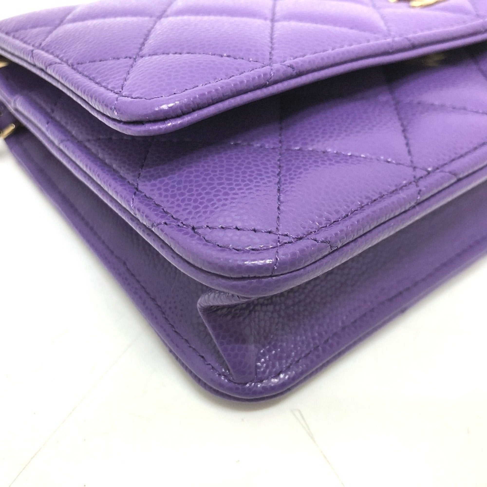 Chanel Matelasse Purple Caviar Leather Shoulder Bag
