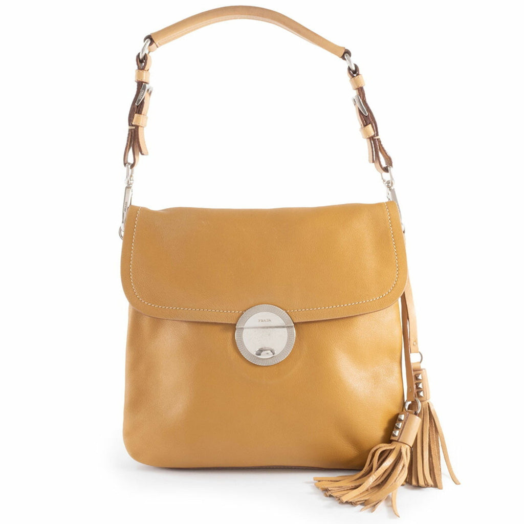 Prada Camel Leather Shoulder Bag