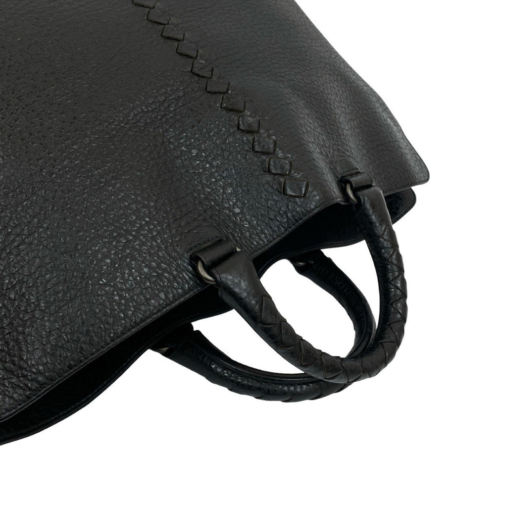 Bottega Veneta Black Leather Handbag Tote Bag