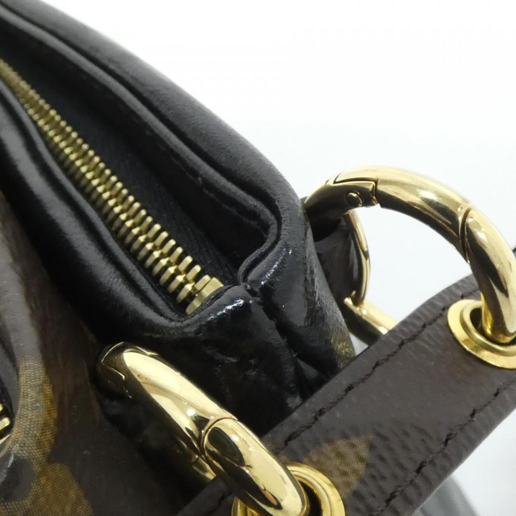 Louis Vuitton Monogram Black Marron Coated Canvas Leather Pochette Shoulder Bag