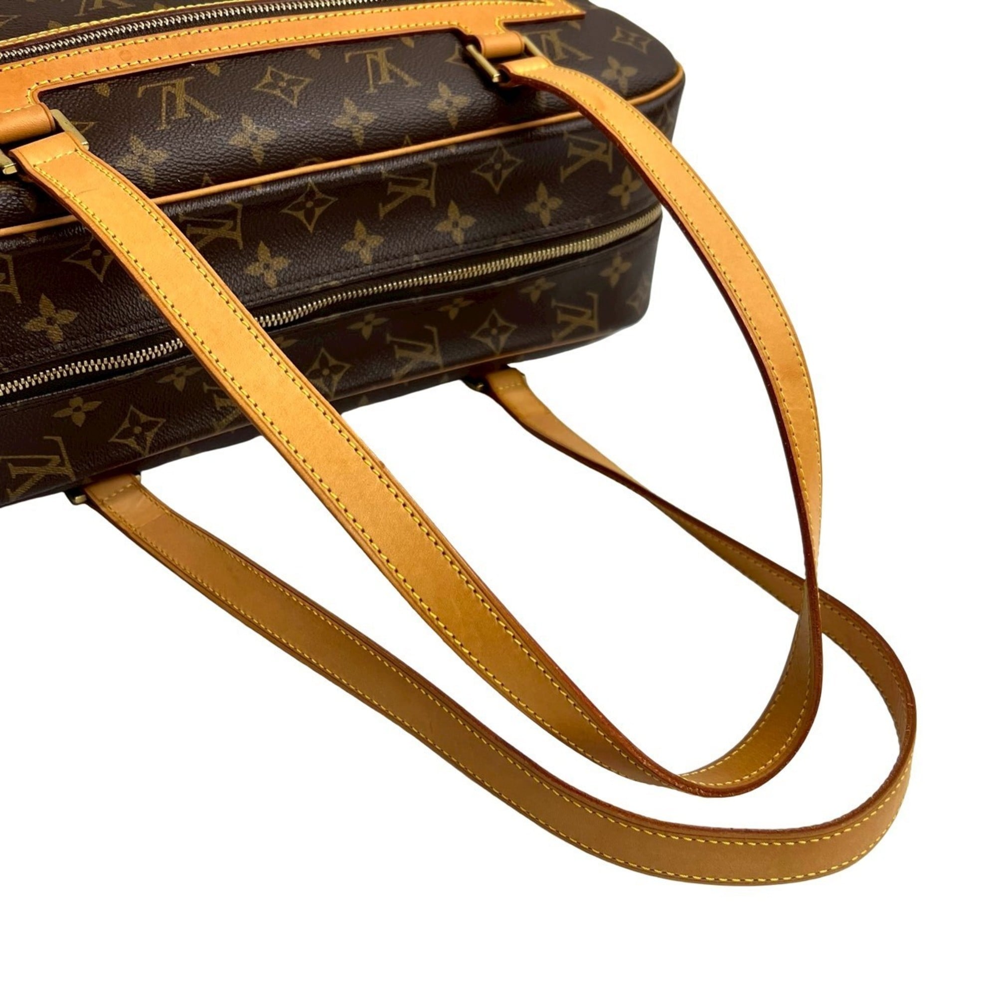 Louis Vuitton Brown Leather Pvc Shoulder Bag Tote Bag