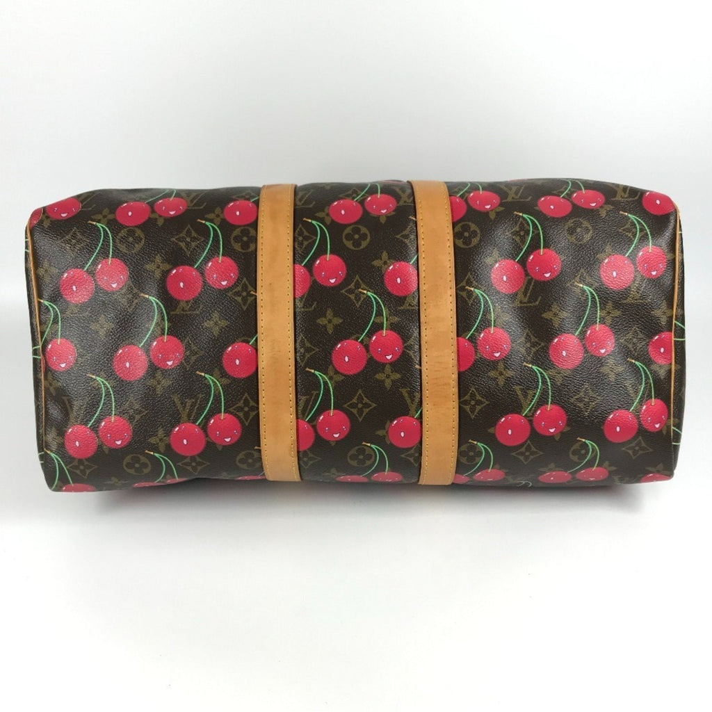 Louis Vuitton Brown Red Color Monogram Cherry Blossom Canvas Boston Bag