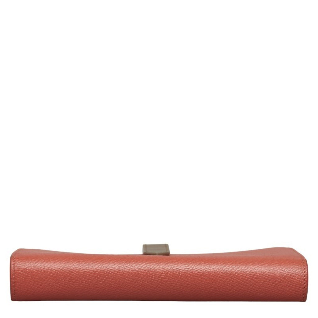 Celine Gray Pink Leather Long Wallet (Bi-Fold)