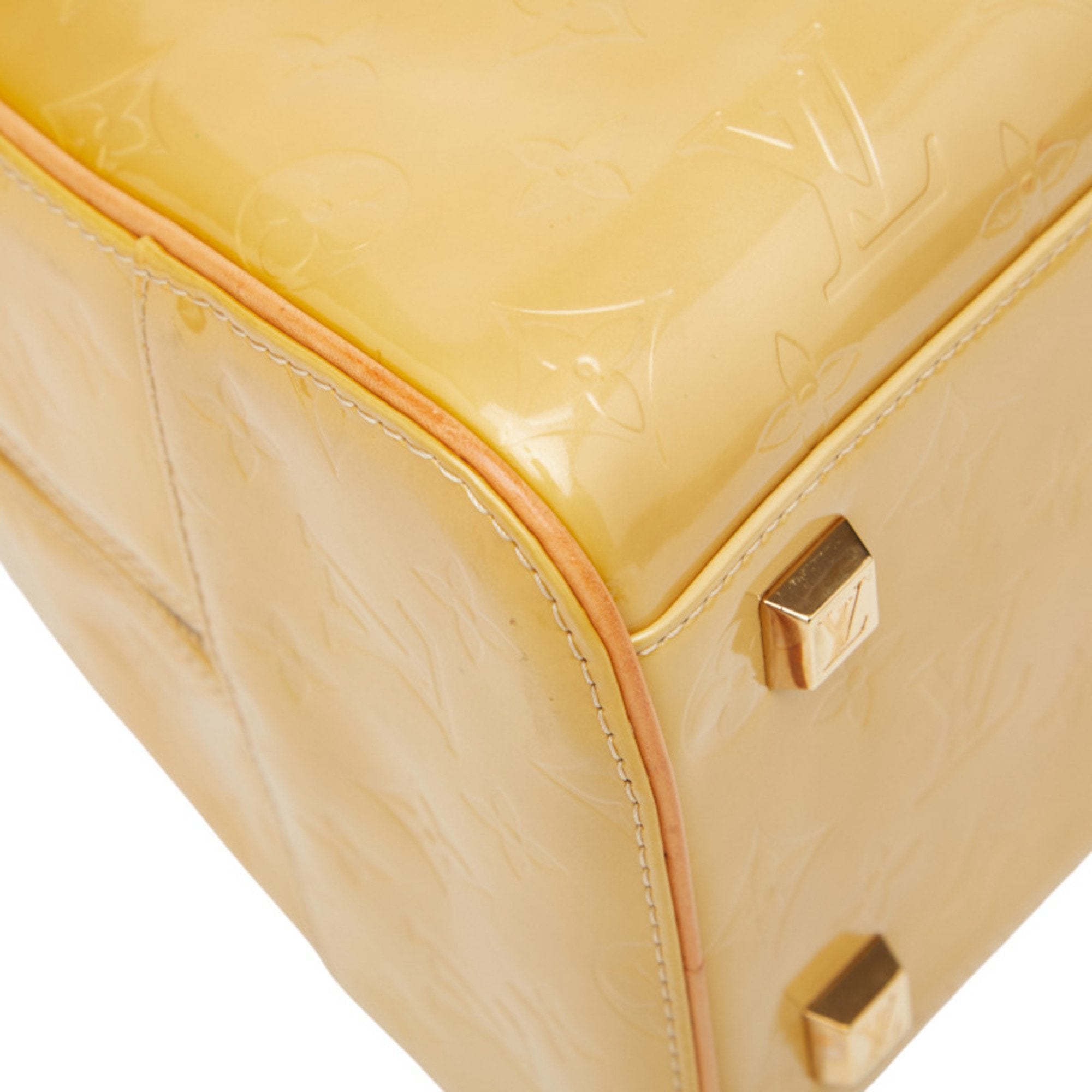 Louis Vuitton Beige Yellow Patent Leather Boston Bag Handbag