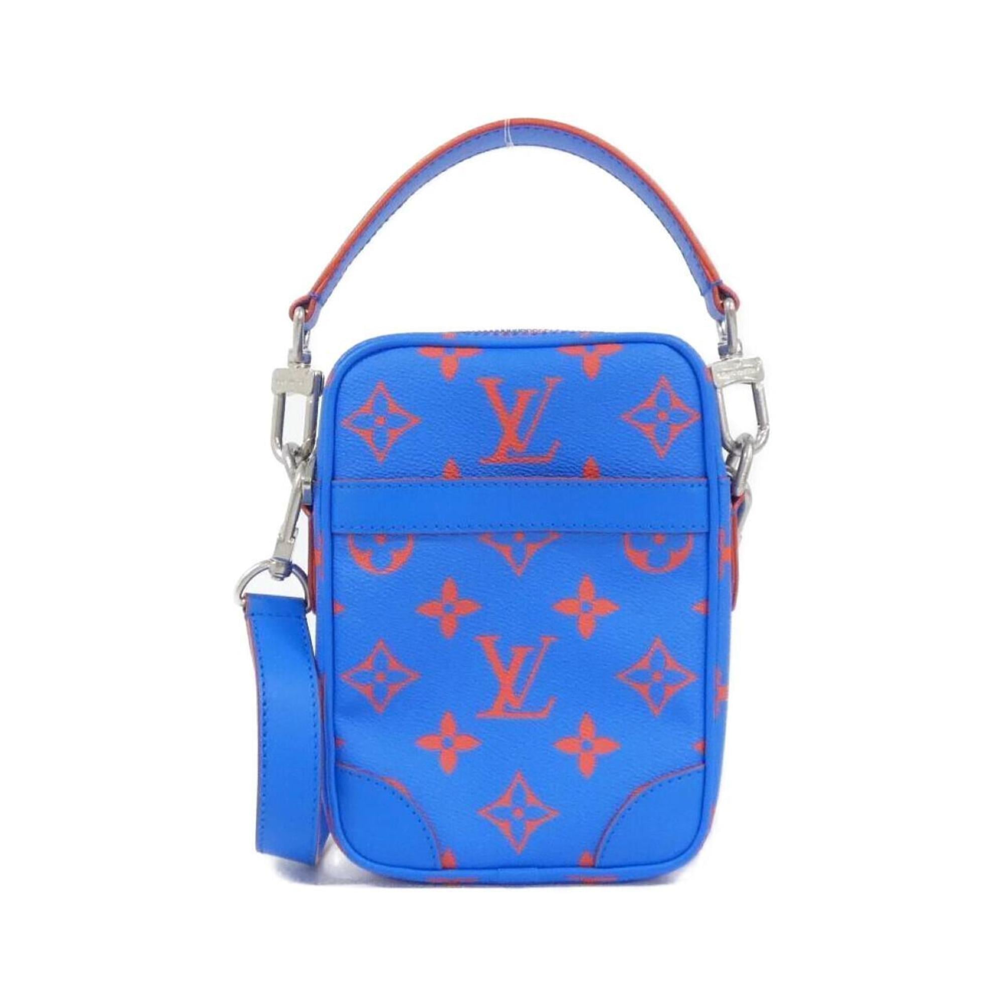 Louis Vuitton Monogram Blue Red Color Coated Canvas Handbag